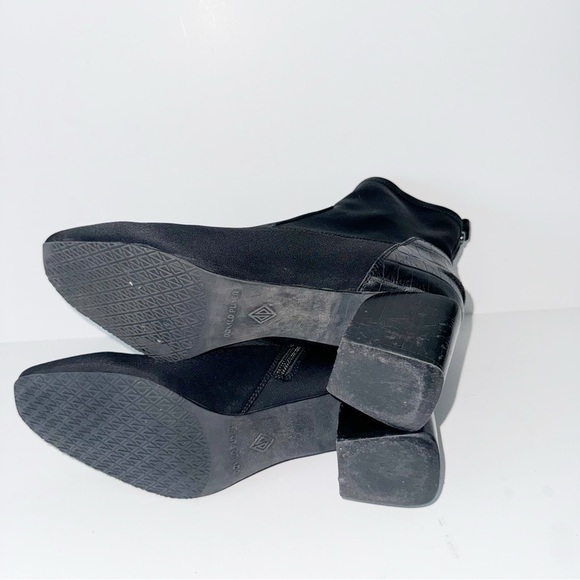 Donald Pliner ABBIE WOMENS SUEDE SQUARE TOE ANKLE BOOTS BLACK Sz 9 Y2K - Picture 9 of 14